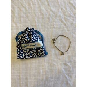 Brighton Womens Silver Bracelet With “love” Heart Charm Wear Alone Or Add Charms